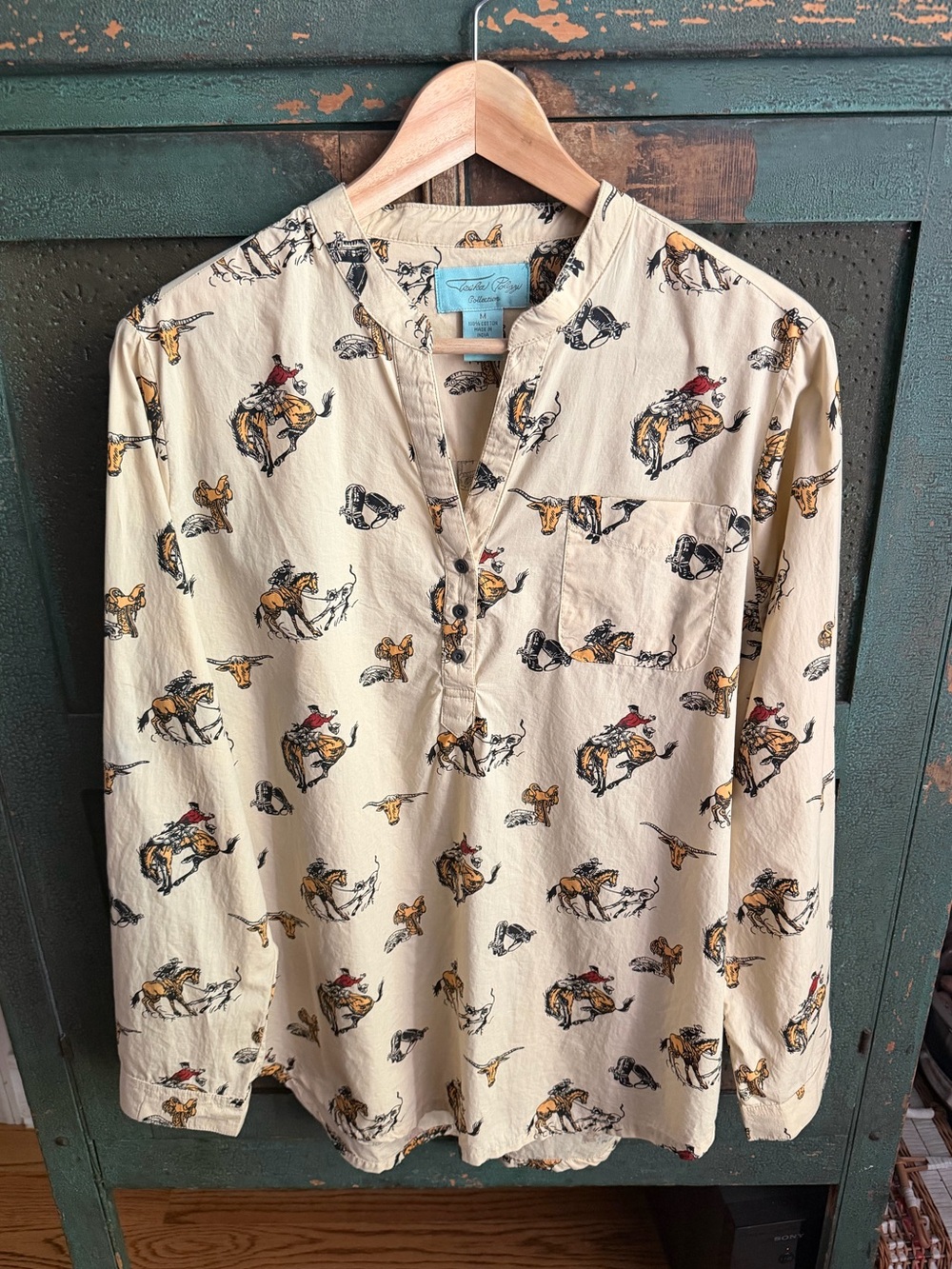 Tasha Polizzi Cowboy Rodeo Print Cotton Tunic Shirt